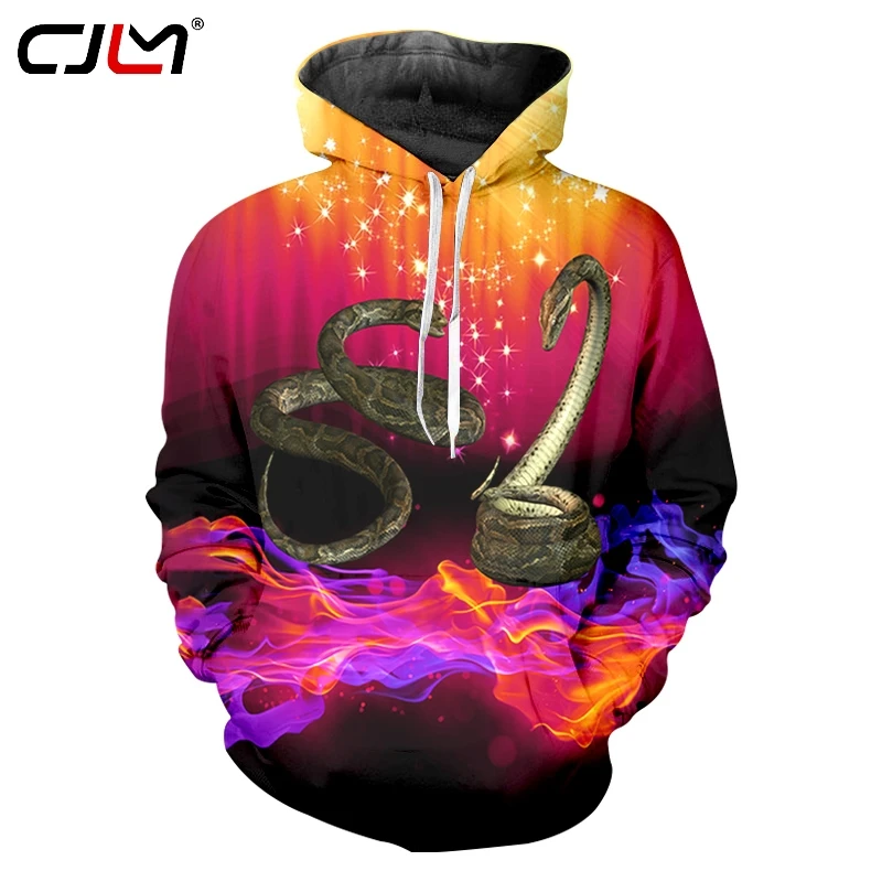 

CJLM 2019 Повседневная Толстовка с капюшоном с цифровой печатью 3D Звездное пламя змея полный принт Мужская Уличная одежда в стиле хип-хоп осенний костюм