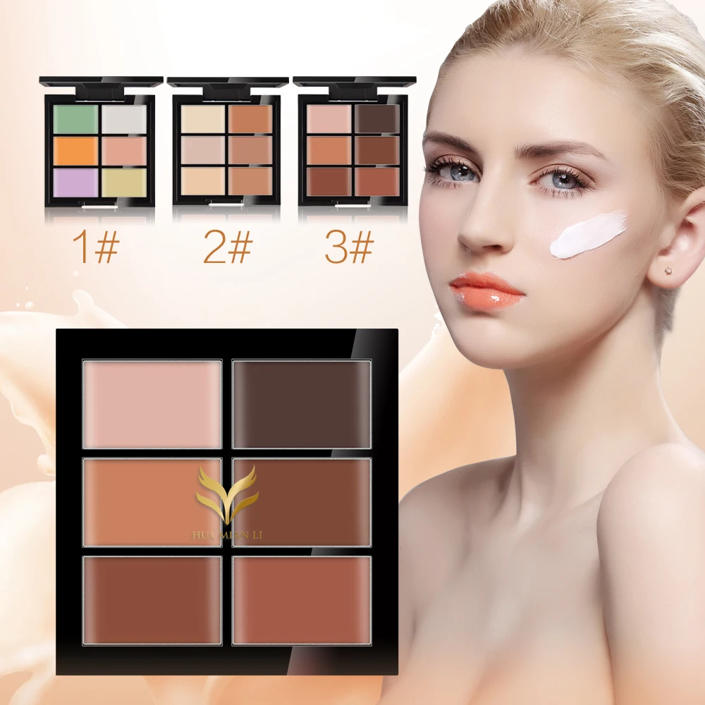 6 Colors Concealer Palette 3D Contour Face Makeup Waterproof Corrector Make up Base Cosmetics Pallet Powder | Красота и здоровье
