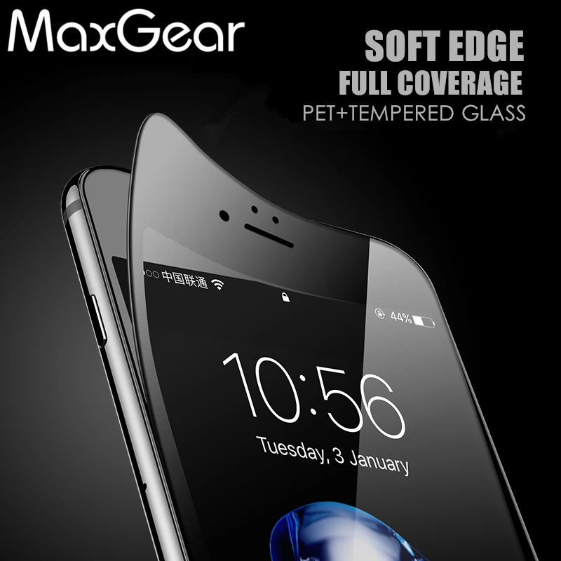 Закаленное стекло MaxGear с полным покрытием для iPhone 6 6s 8 Plus защита экрана из