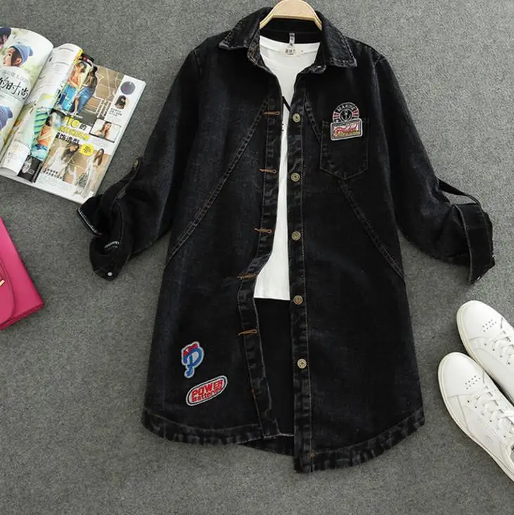 Куртка женская джинсовая с отложным воротником повседневная верхняя одежда из