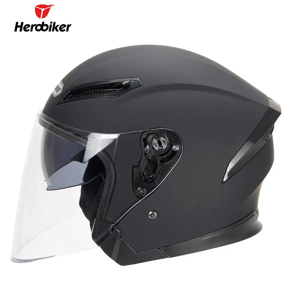 Matte Black Распродажа, HEROBIKER мотоциклетный шлем, мотоциклетный шлем, мотоциклетный шлем для мотокросса, мотоциклетный шлем для 3/4 лица, Cascos Para Moto - Цвет: Matte Black