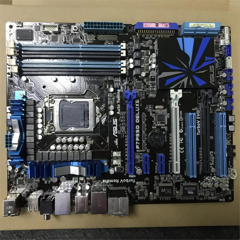 LGA 1156 для Intel P55 ASUS P7P55D Deluxe материнская плата 3xPCI-E X16 DDR3 2200 МГц OC P7P55D-Deluxe настольная материнская плата PCI-E X16 б/у