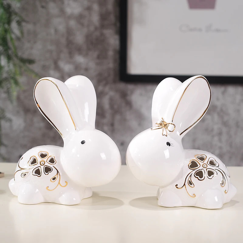 

Creative adorable cartoon ceramic rabbit living room decoration, home furnishings TV cabinet ornaments, wedding gifts