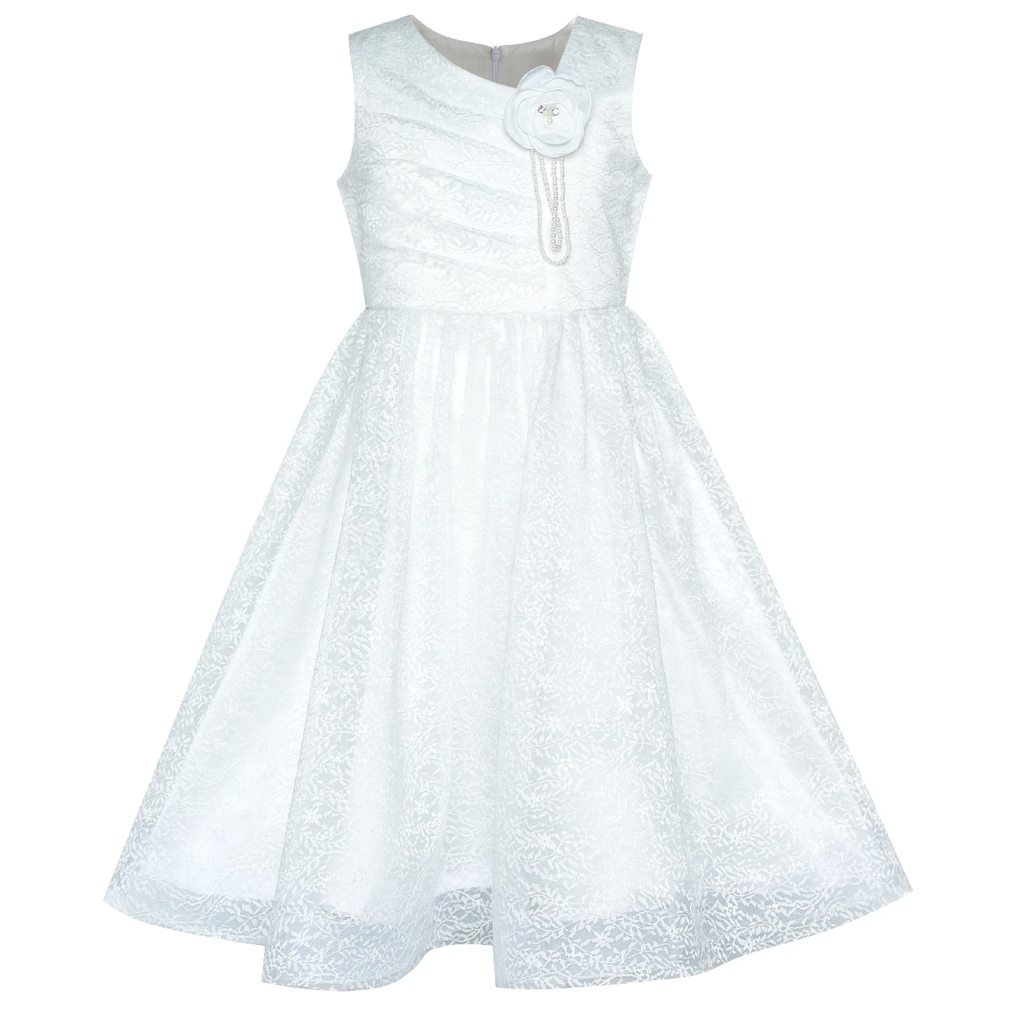 

Flower Girl Dress Off White Lace First Communion Wedding Bridesmaid 2020 Summer Princess Party Dresses Children Clothes Pageant