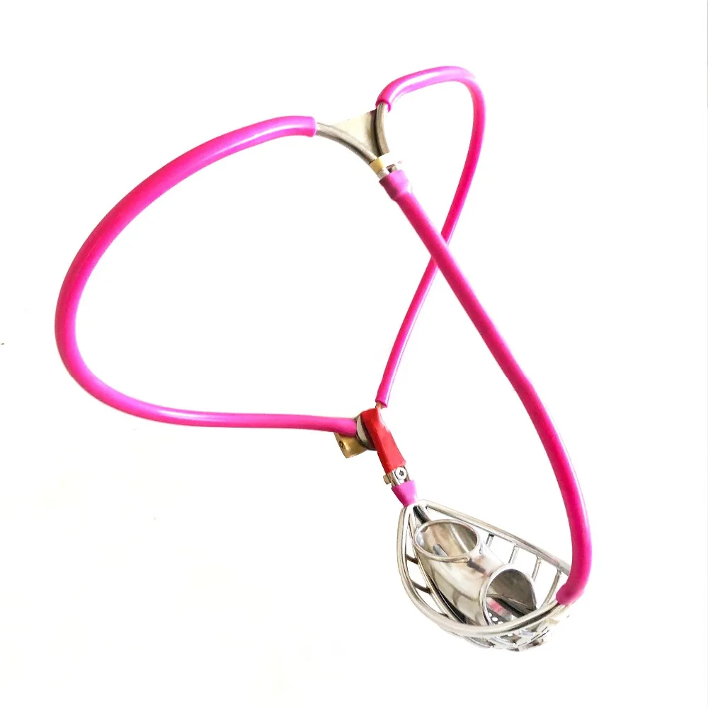 Мужской Пояс верности из нержавеющей стали розового цвета невидимое устройство