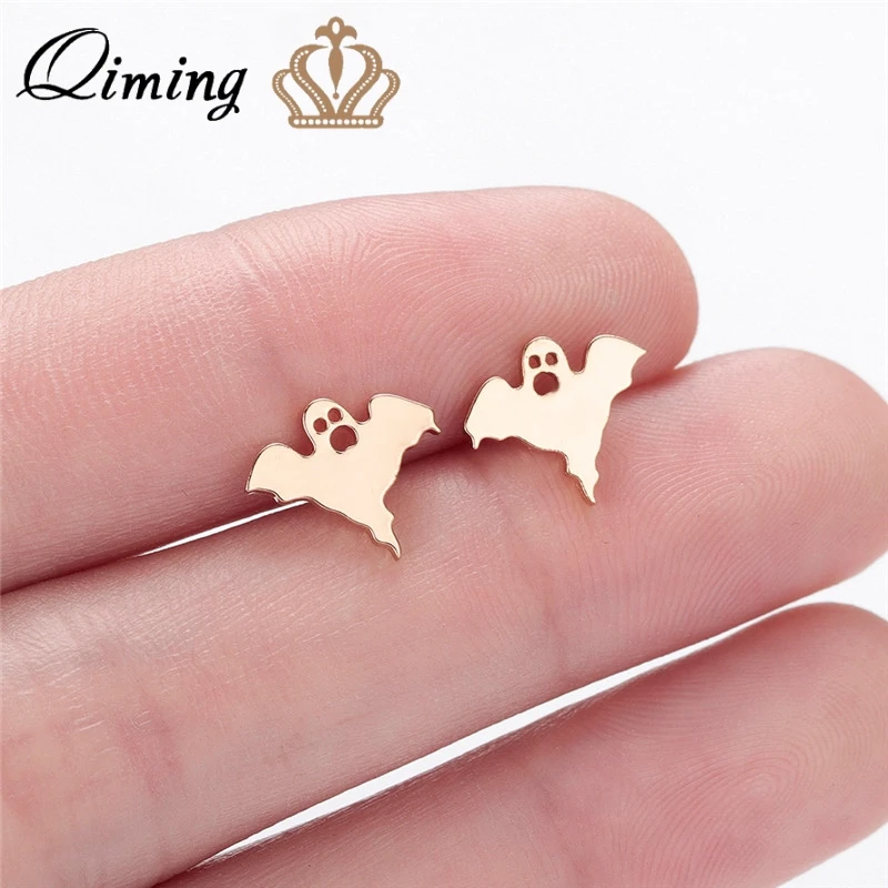 QIMING панк Летающий призрак серьги гвоздики для женщин ювелирные изделия