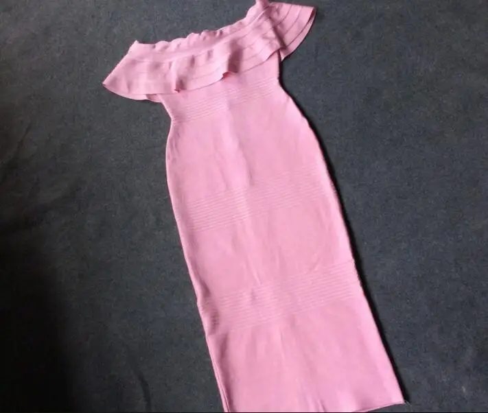 

Women Newest Summer Elegant OL Office Vintage Sexy Slash Neck Ruffles Strapless Bandage Slim Long Party Dress