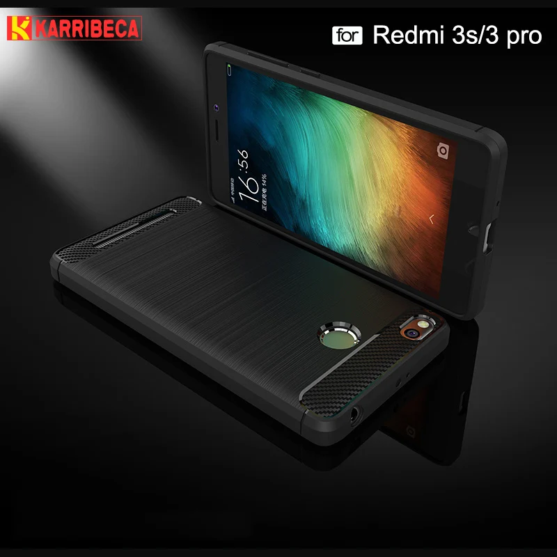 Углеродного волокна матовый Силиконовый чехол для Xiaomi Redmi 3S чехла случае Мягкие