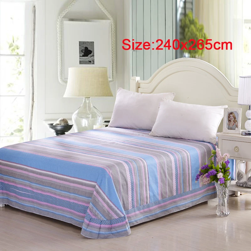 DecorUhome постельное белье из хлопка, домашний текстиль, покрывало для кровати, плоский лист, Королевский размер, Полоска, простыня, мягкое теплое постельное белье