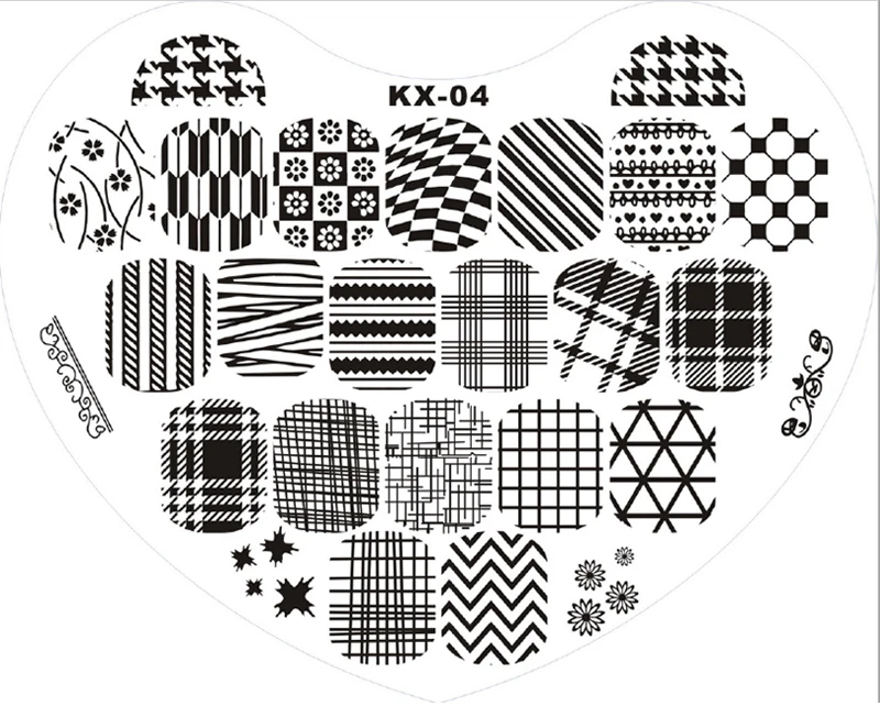 

Love Heart Nail Art Stamping Plate Lace French Tips Negative Space Flowers Image Stencil Nail Template Plastic Manicure Tools