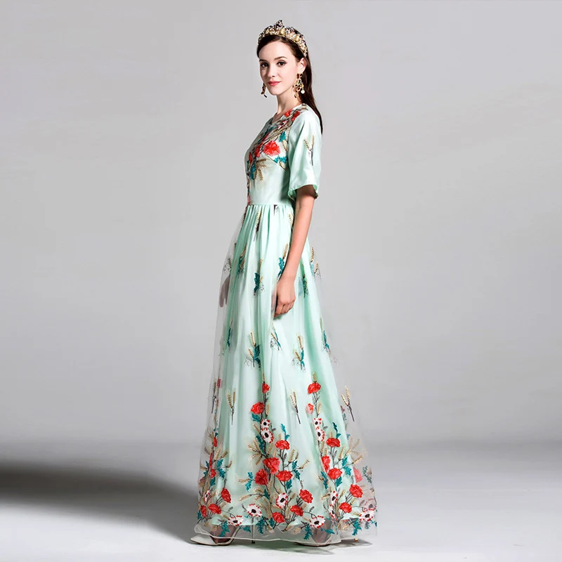 Женское дизайнерское длинное платье с цветочной вышивкой 2019|designer maxi dress|maxi