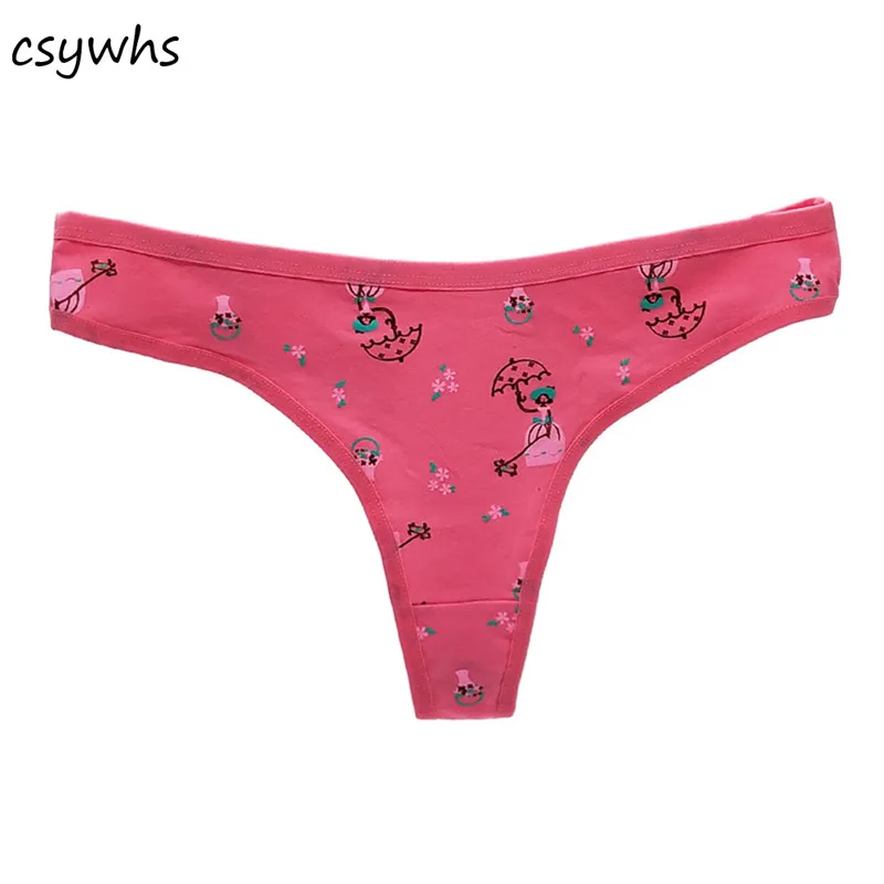 CSYWHS 6pcs Cartoon Women Cotton G String Sexy Print Panties Womens Thongs Briefs Underwear Low Waist Panty Underpants M-XL | Женская