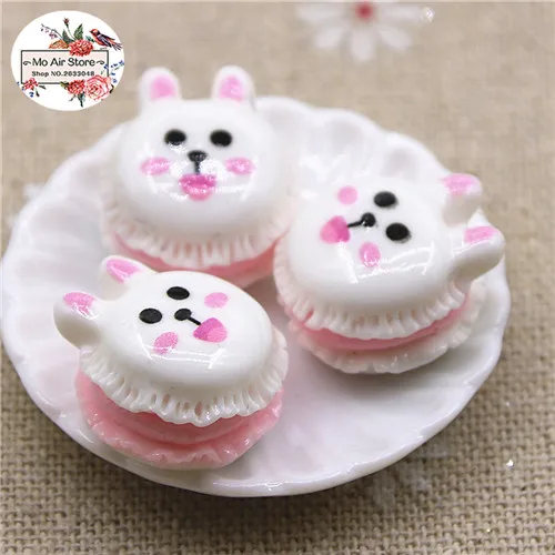 rabbit 10pcs 10 шт гамбургер медведь/кролик/цыпленок Кабошон из смолы с плоской задней стороной художественные поставки украшения Шарм Ремесло - Цвет: rabbit 10pcs