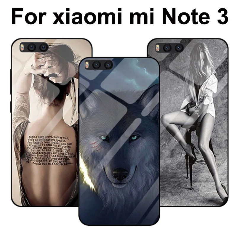 Чехол для xiaomi mi Note 3 wolf lady силиконовая рамка из закаленного стекла Жесткий Note3