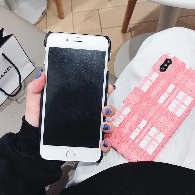 VOVTA Grid Phone Case For Apple iPhone X 8 7 6S 6 Plus Lattice Cute Fashion Soft Back Cover Cases 10 XS MAX XR case |