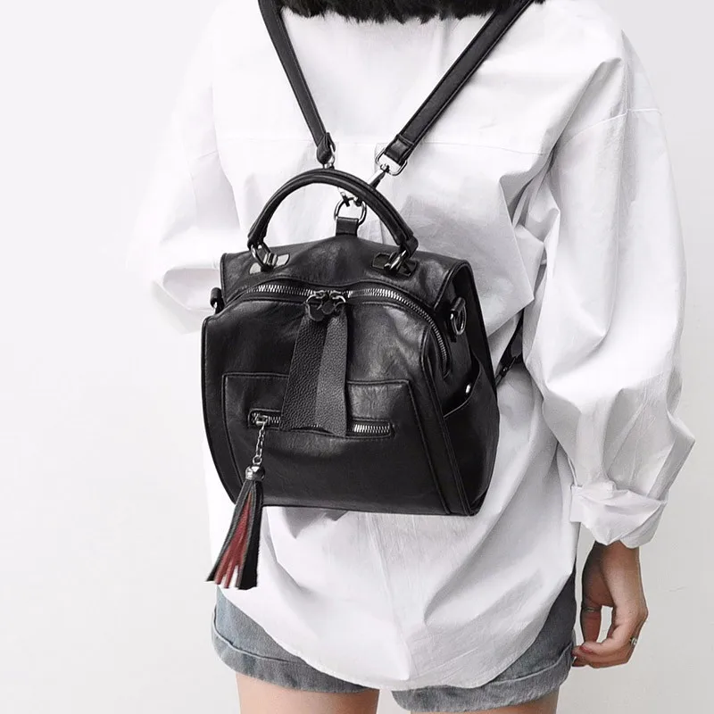 Новинка 2019 маленькие кожаные рюкзаки для девочек Женский винтажный однотонный