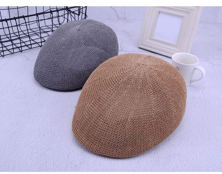 Новая мода лето женский берет шляпа Британский Повседневный кепки Gorras льняные солнцезащитные очки мужской солнцезащитный козырек дышащий соломенный берет кость