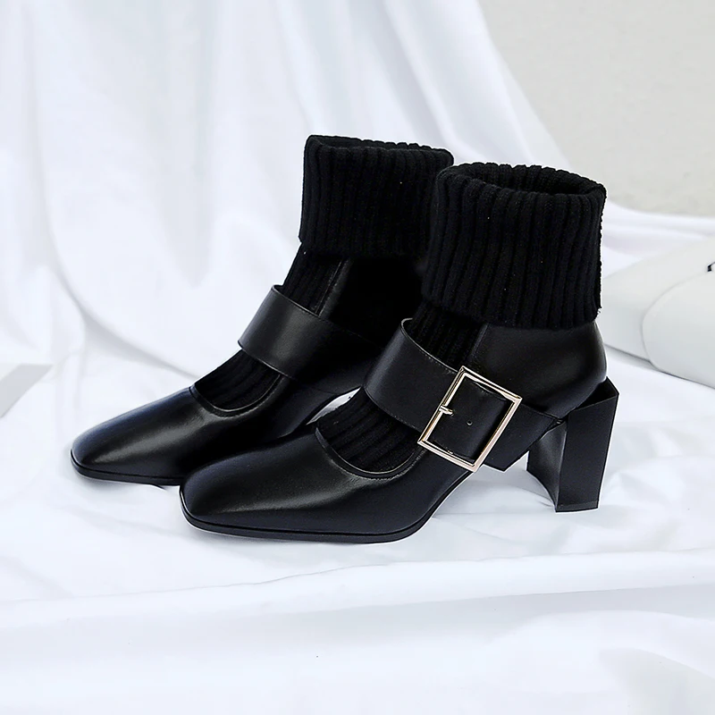 Salu/Новое поступление Ботинки из натуральной кожи Пикантные женские ботильоны на