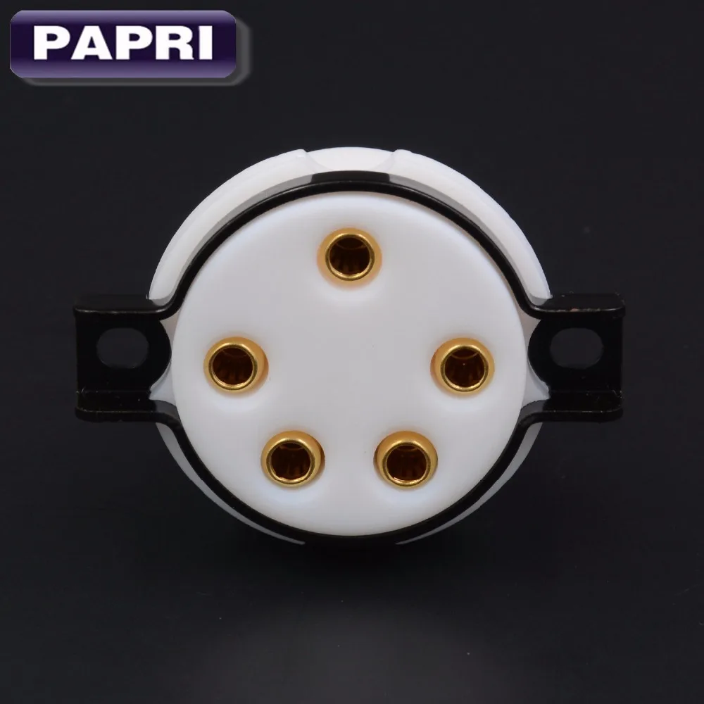 

EIZZ PTFE 5pin Chassis Mount 24K Gold Plated Brass Pins WE311 Tube Sockets Audio HIFI DIY Tube Amplifier WE311