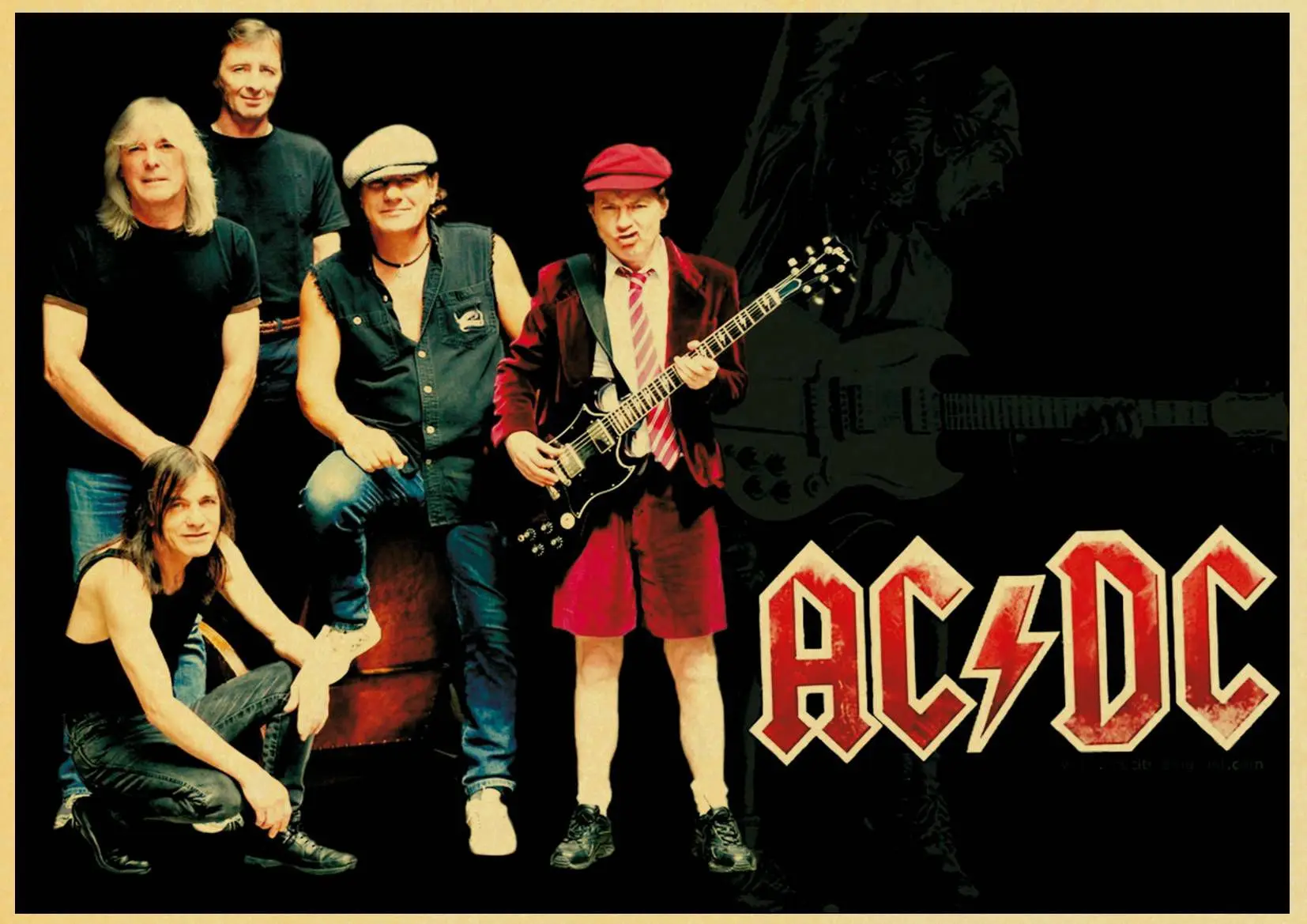 Рок-Группа ACDC плакаты ретро крафт-бумага Плакат Бар Кафе декоративная живопись обои настенная наклейка плакат музыкальной звезды - Цвет: W020
