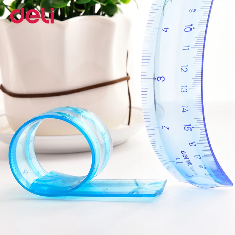 

Deli Soft Ruler Multicolour Student Flexible Ruler Infinite Bending Tape Measure Straight Ruler Office School Supplies