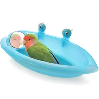 bird bath with mirror toy for pet small medium parrot parakeet cockatiel conure budgie lovebird finch canary african grey cock