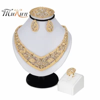 mukun fashion dubai gold color jewelry set brand statement jewelry set wholesale nigerian wedding woman accessories jewelry set