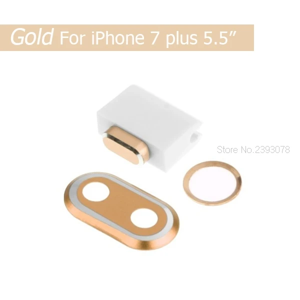 Gold For i7P i8P BINFUL для iPhone 7, 8, 4,7 Plus, 5,5, 3 в 1, металлическая задняя камера, защитная крышка, чехол, кнопка домой, наклейка, кольцо, заглушка от пыли - Цвет: Gold For i7P i8P