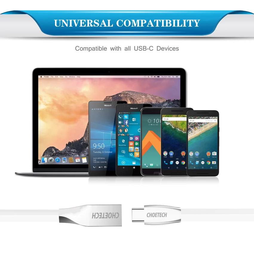 CHOETECH Тип C кабель USB-A мужчина к USB-C быстрой зарядки Тип-C USB Дата-кабель для samsung S9/S8/Note 8 One Plus кабели для мобильных телефонов