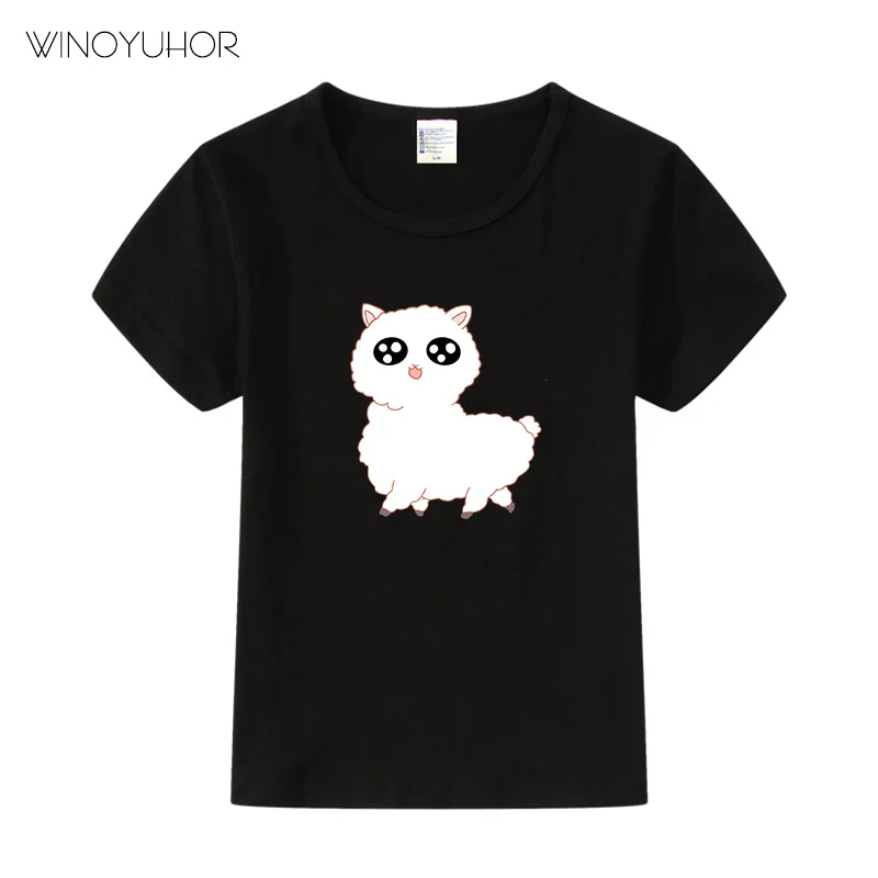 Футболка детская летняя с коротким рукавом и ламой-альпаками | Мать ребенок