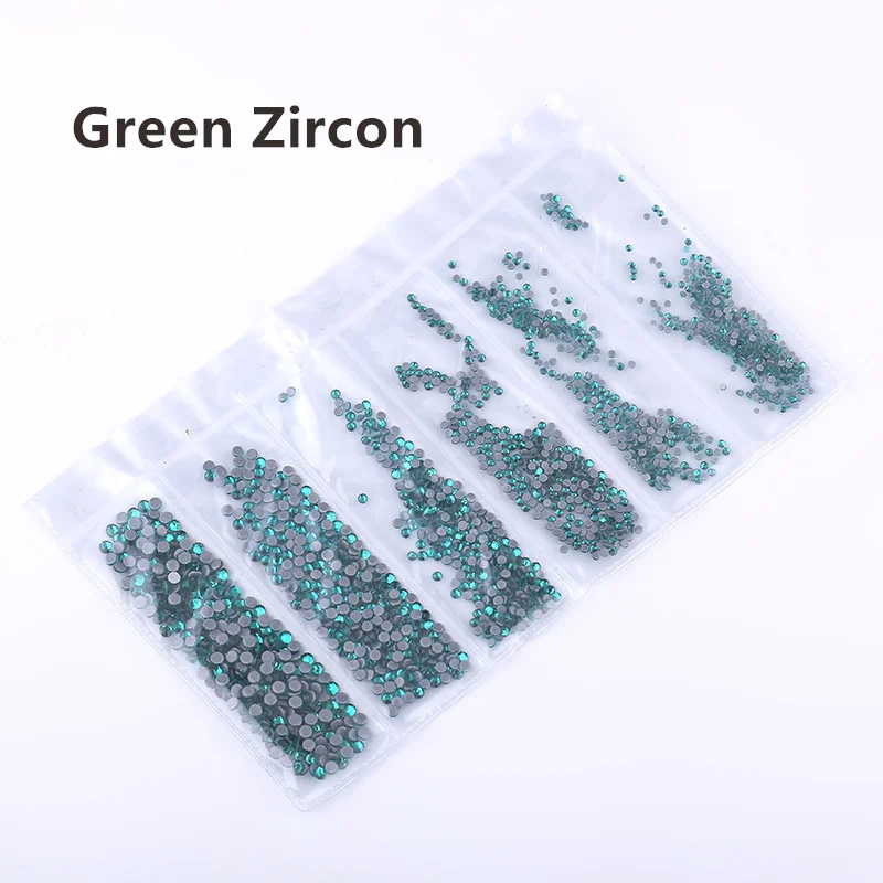 Green Zircon Ss3-ss30, смешанный размер, стразы, кристалл AB, 1700 шт./лот, горячая фиксация, стразы, для рукоделия, сумки, одежды, обуви, нейл-арта - Цвет: Green Zircon