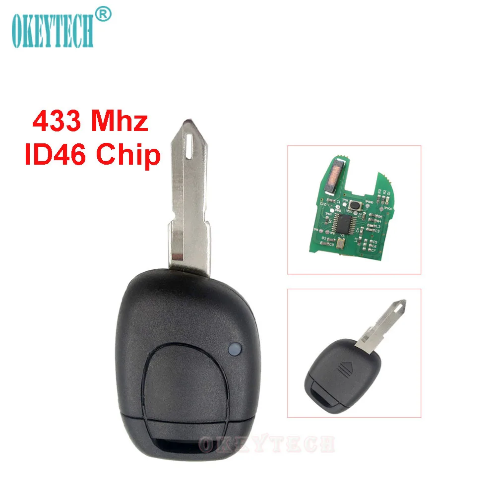 OkeyTech авто дистанционный ключ ID46 чип 433 МГц для Renault Clio 2001 2002 2003 2004 2005 1 Кнопка Замена