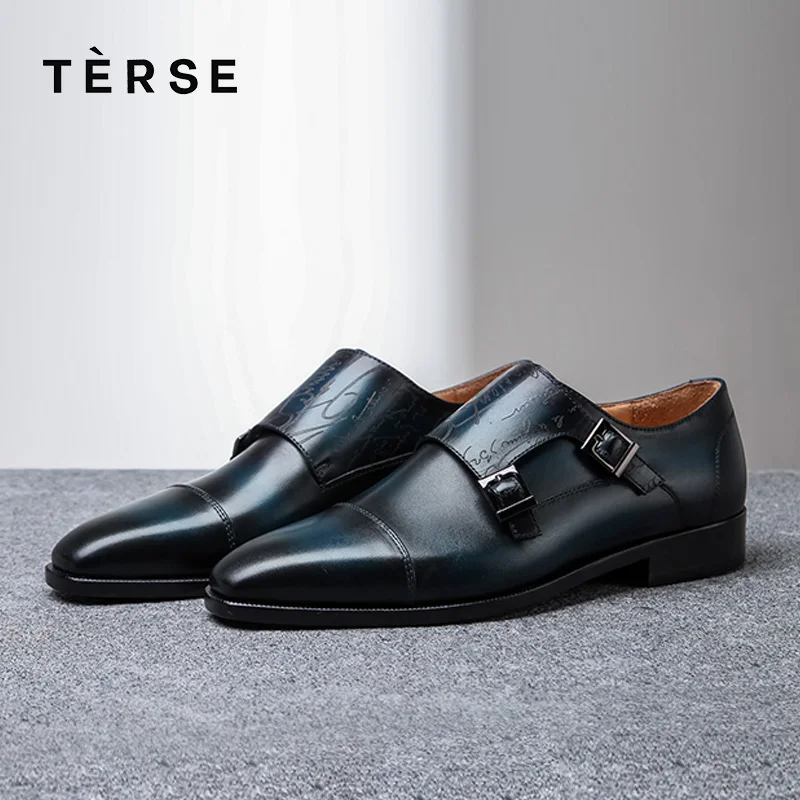 TERSE_Leather монах обувь для мужчин ручной работы винтажные туфли наивысшего качества