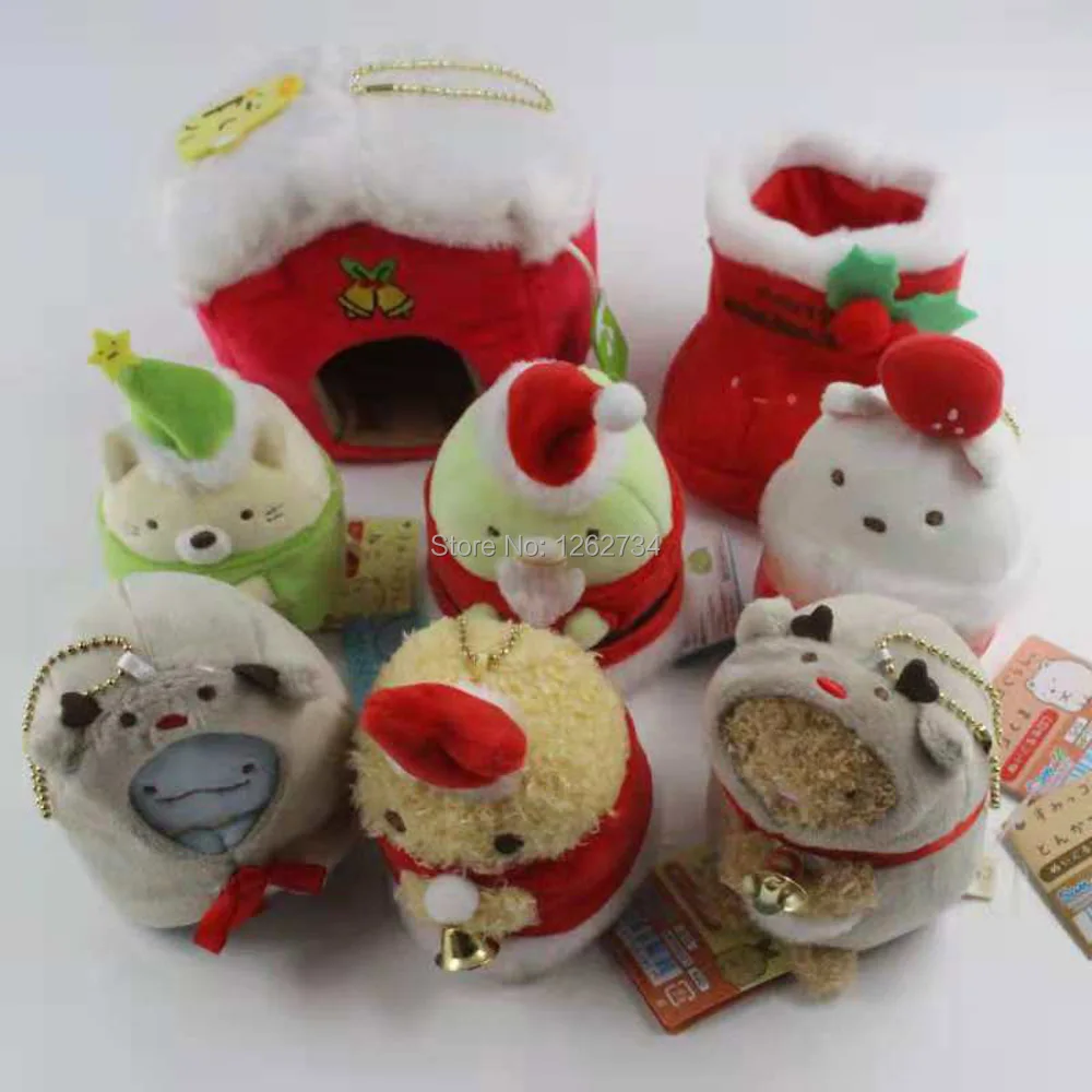 8 шт./компл. Рождество версия Sumikko Gurashi плащ красный Кепки 9 см Подвеска плюшевая
