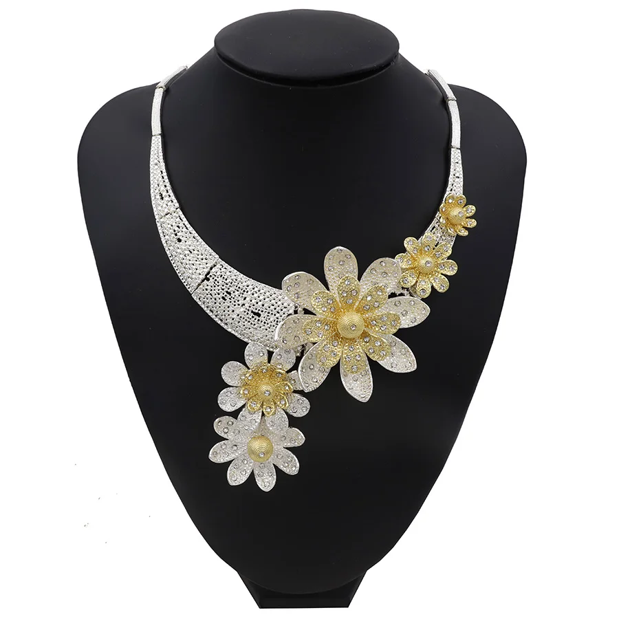 Набор украшений для женщин TSROUND из Дубаи с двойным цветком и цирконием|Ювелирные