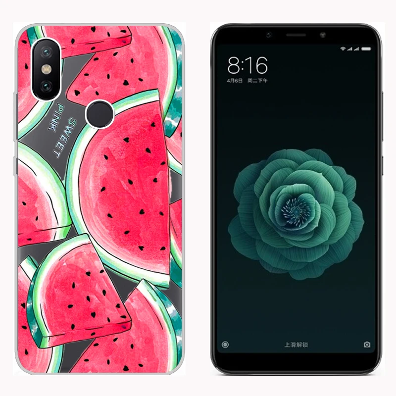 Чехол для Xiaomi Mi A2 MiA2 мягкий силиконовый прозрачный чехол из ТПУ с принтом