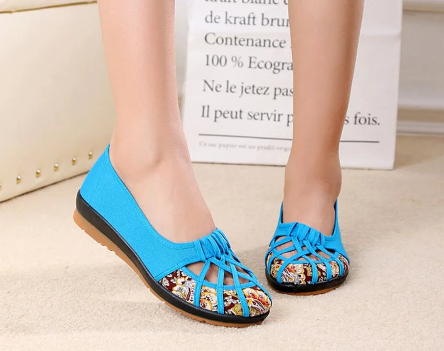 2020 Plus Size 35-40 Summer New Brand Women Flats Shoes Canvas Hollow out breathable Loafers Espadrilles | Обувь