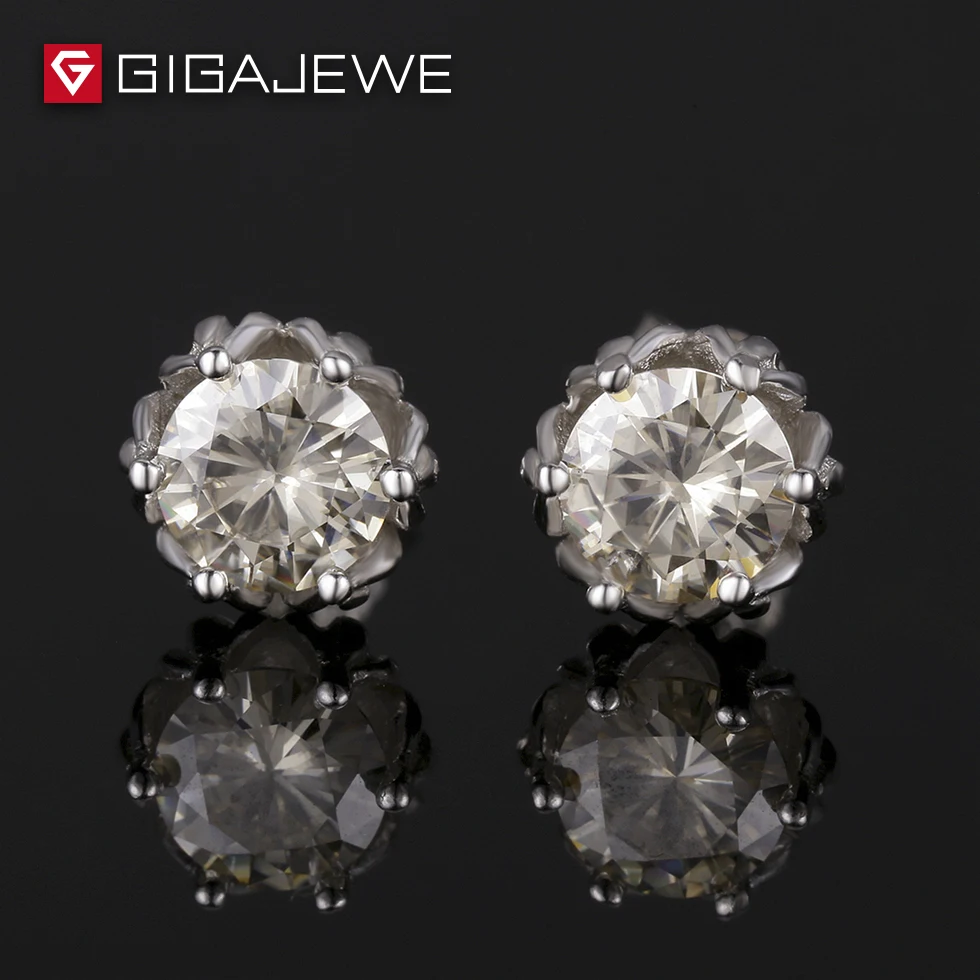 GIGAJEWE всего 1.2ct шампанское Алмазный тест прошел Moissanite Специальные Серьги