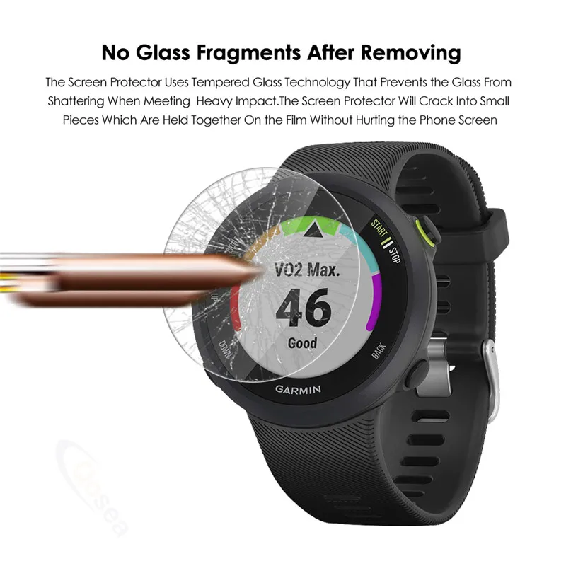 Qosea 10 шт Защитная пленка из закаленного стекла для Garmin Forerunner 45/45S 945 245 Music|Защитные