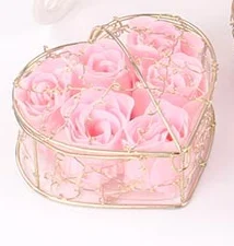 6 pink 6 шт./кор. купальный Мыло искусственный цветок подарок в форме сердца розы купальный Мыло День матери Свадебная вечеринка подарок каблук 10 см x 6 см - Цвет: 6 pink