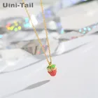 Uini-Tail, хит продаж, новинка, Стерлинговое Серебро 925 пробы, милое маленькое ожерелье с клубничкой, корейский темперамент, свежий кулон клубника, милые ювелирные изделия