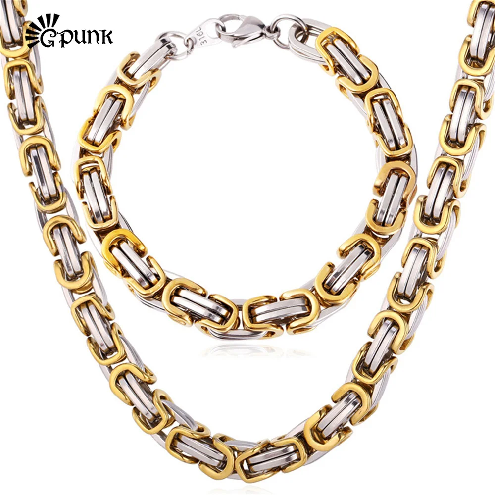 Для мужчин в стиле панк рок Стиль модное ожерелье браслет наборы ювелирных