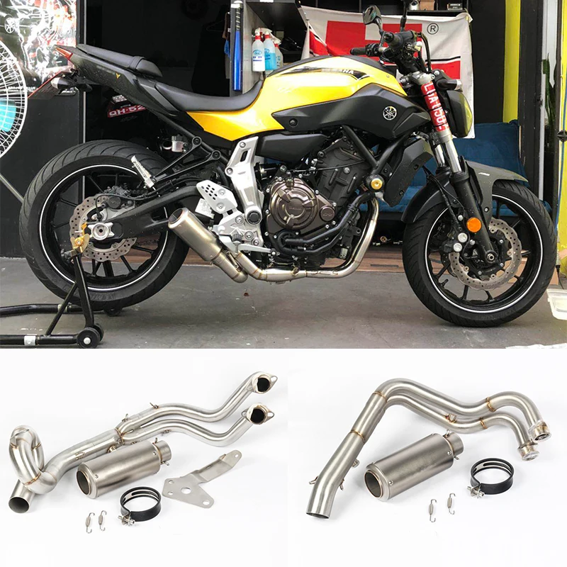 Слипоны для Yamaha MT07 FZ-07 MT-07 2013- мотоцикл Выхлопная система полная Модифицированная Передняя средняя Соединительная труба глушитель
