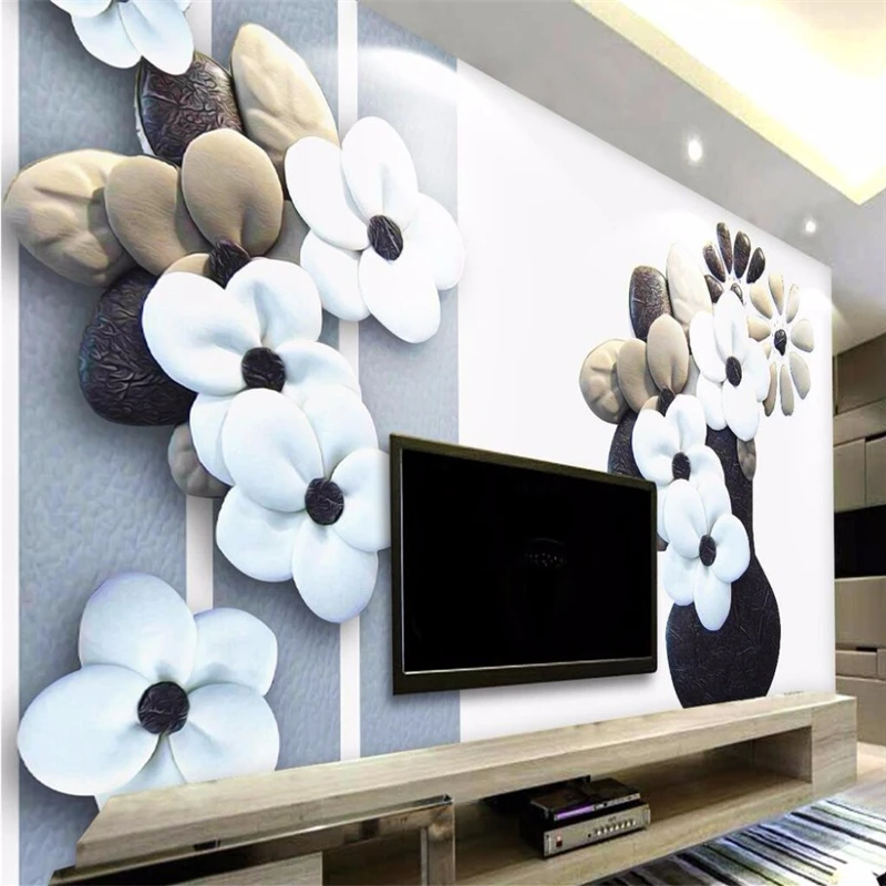 

Настенные 3D-обои Beibehang для фотосъемки, Объемные рельефные обои с большими цветами для гостиной и спальни, Настенные обои для стен 3 d