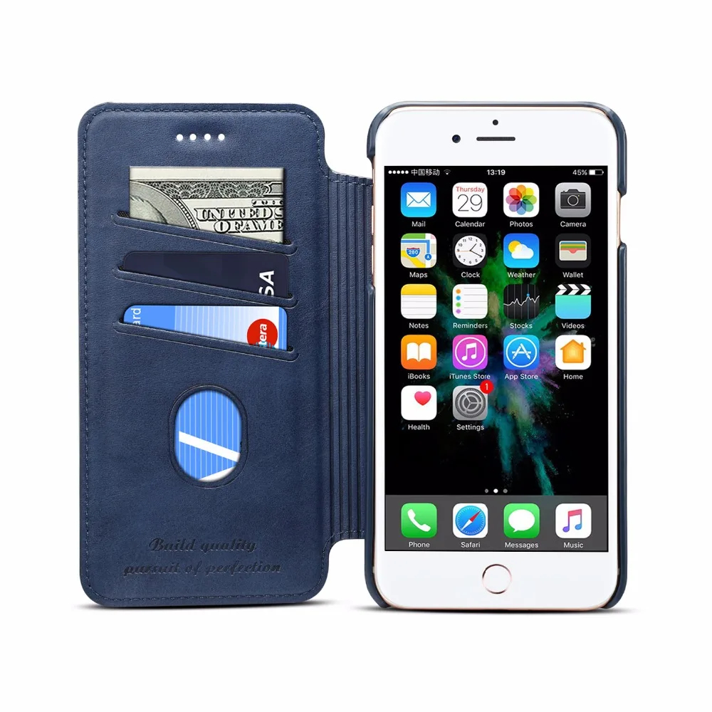 Роскошный кожаный чехол-книжка в стиле ретро для iPhone 8 7 6 6s plus 11, чехол-держатель карт на магнитах, чехол-бумажник для iPhone x XS Max XR, чехол для телефона