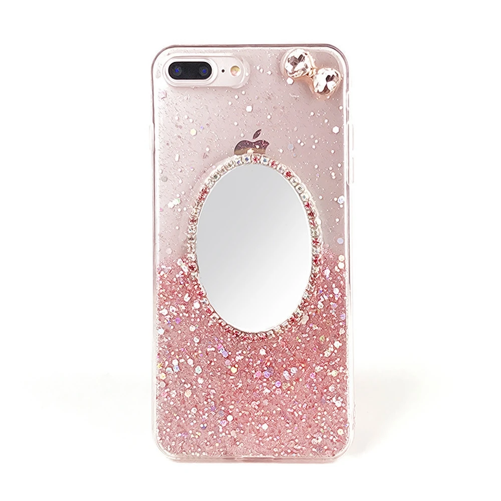 Heyytle Cute Glitter Phone Case For iPhone X 8 7 6 6s Plus Cases Mirror Back Cover Buling Crystal Bow Pattern Soft Female Shell |