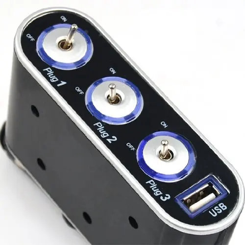 Free shipping 3 Way Car Cigarette Lighter Splitter DC 12V 24V LED Light Switch | Автомобили и мотоциклы