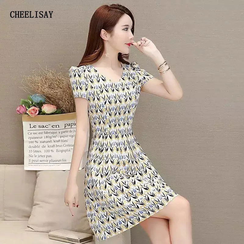 Женское винтажное платье в горошек с коротким рукавом и круглым вырезом | Женская