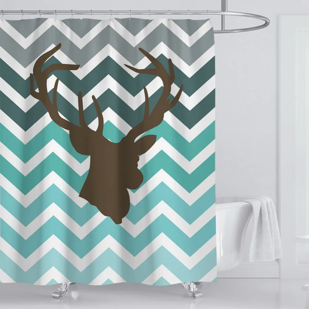 psychedelic forest deer shower curtain with 12pcs rings douchegordijn polyester bathroom waterproof | Дом и сад