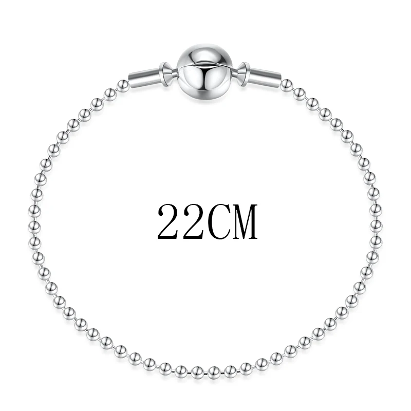 22cm Подлинное 925 пробы серебряный браслет с бусами коллекция Essence Браслеты& Браслеты Fit DIY основа для бусин Подвески Для женщин ювелирные изделия - Окраска металла: 22cm